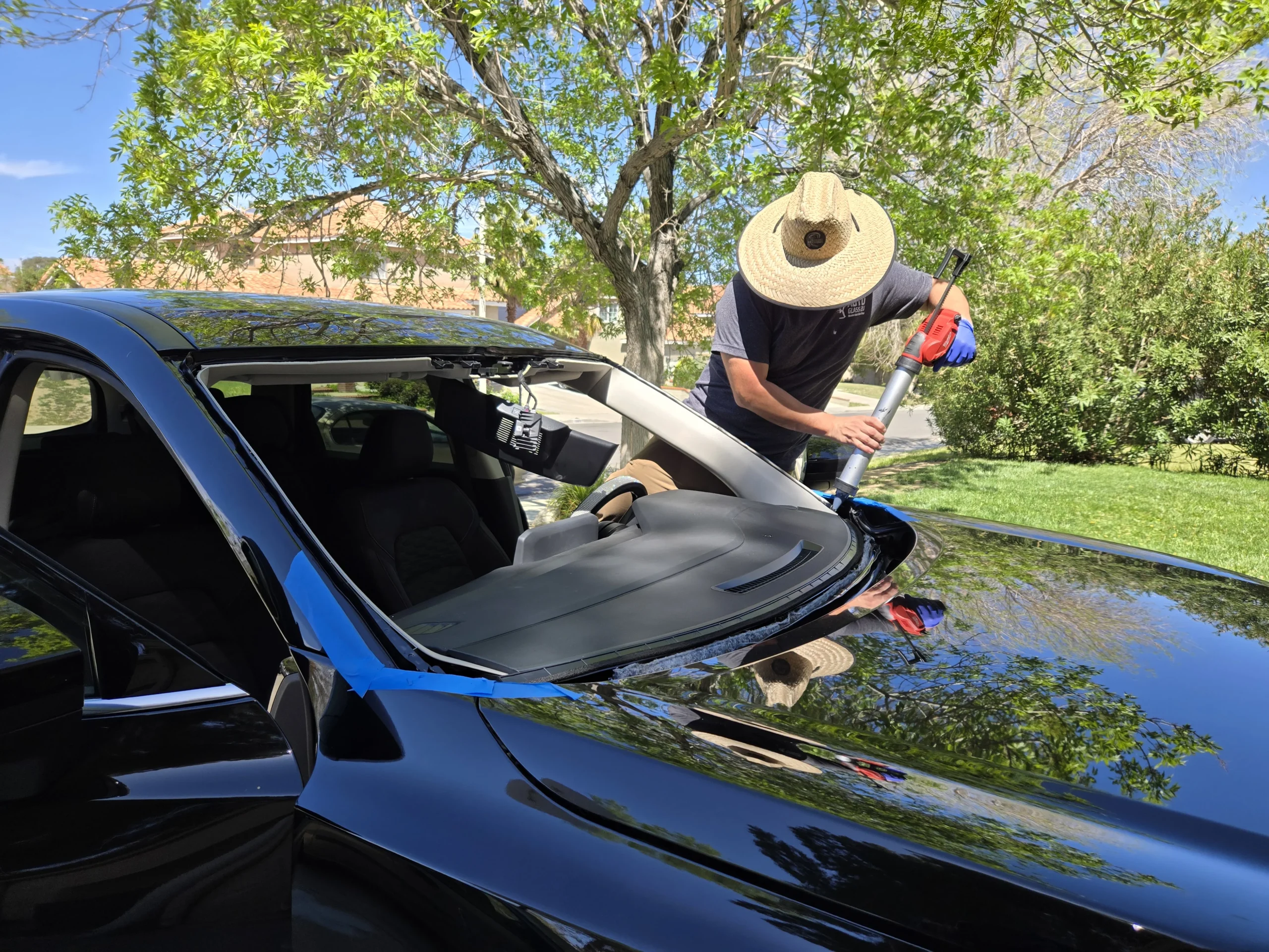 car service worker repairs restores car